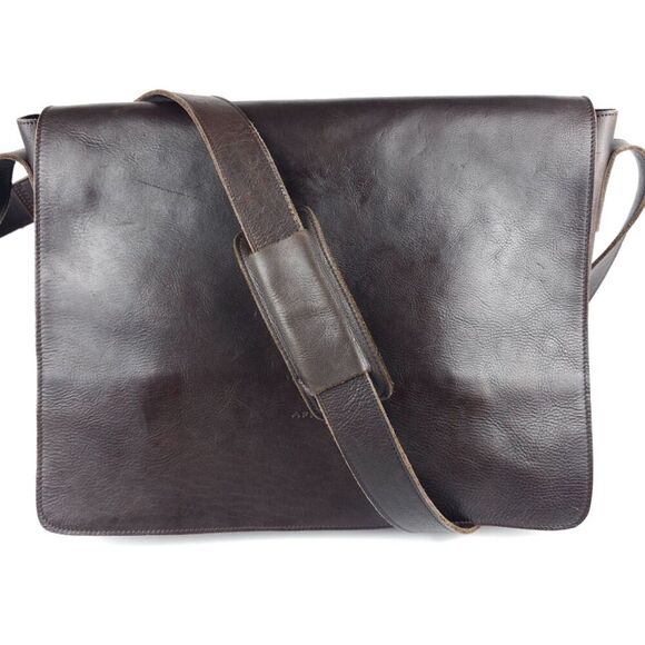 RIFT AFRICA Genuine Leather Crossbody Messenger Bag Laptop Computer Dark Brown - Picture 3 of 14